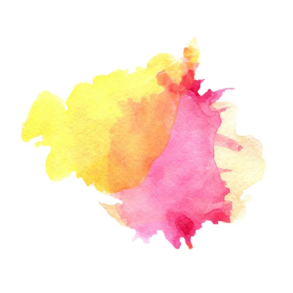 Akvarelu růžové a žluté skvrny s Blot — Stock fotografie
