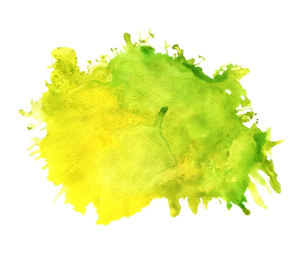 Akwarela, zielone i żółte plamy z plamami — Zdjęcie stockowe
