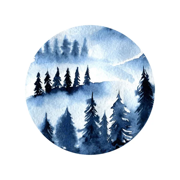 푸른 안개 가문비나무 숲 풍경 — 스톡 사진