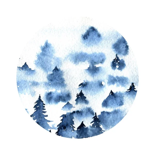 푸른 안개 가문비나무 숲 풍경 — 스톡 사진