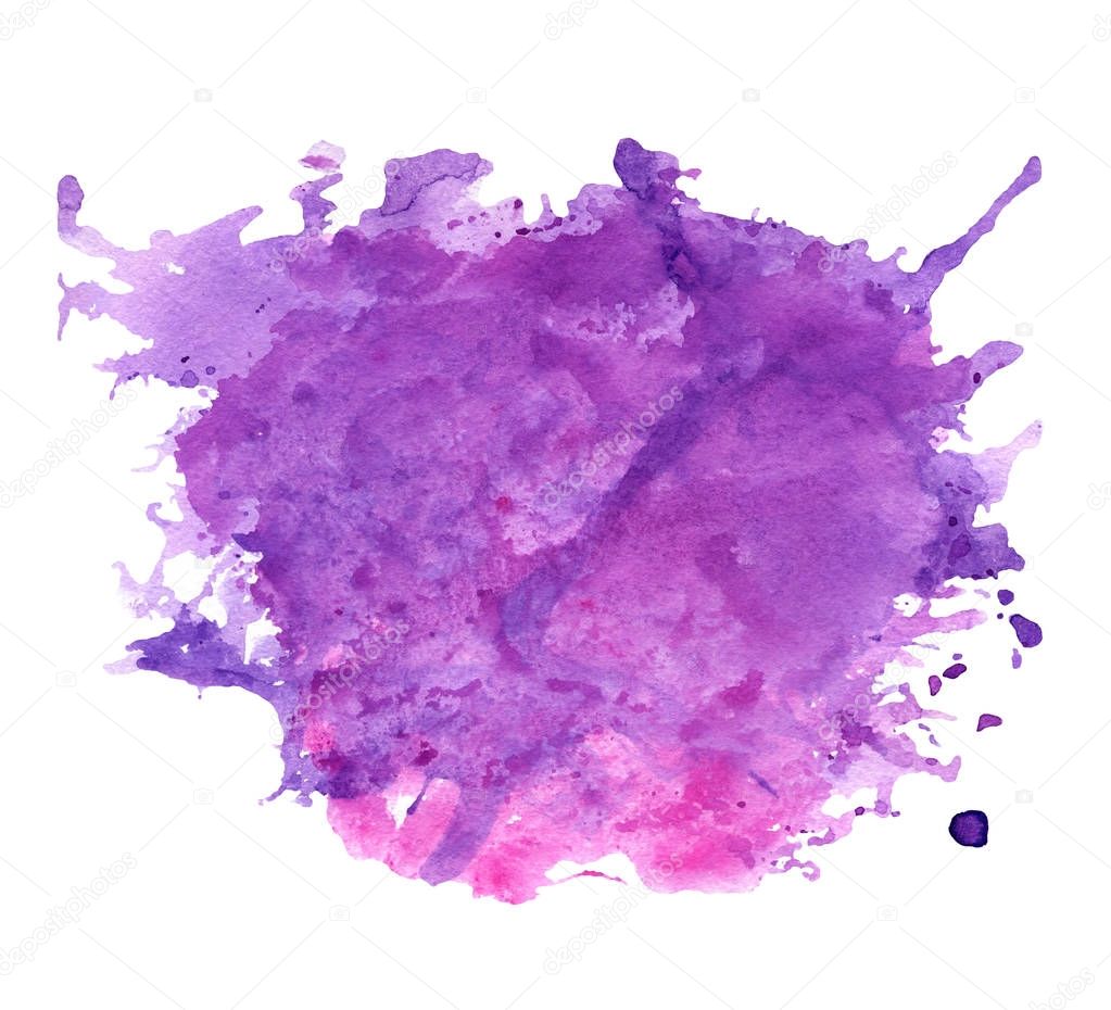 Watercolor purple stain with blots — Stock Photo © NastyaSklyarova