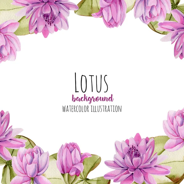 Aquarell Rosa Lotuskarte Vorlage Grußkarte Design Handgemalt Auf Weißem Hintergrund — Stockfoto