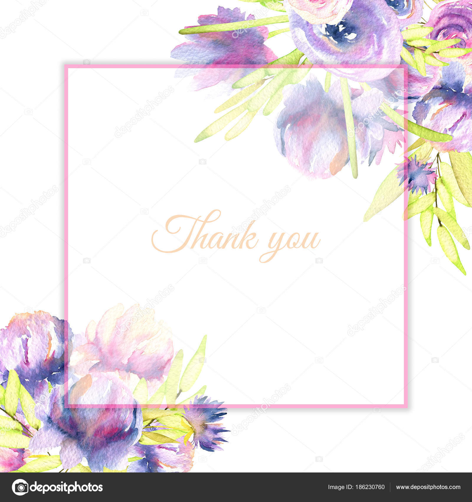Lilac & Purple Peonies Wedding Thank You Cards 