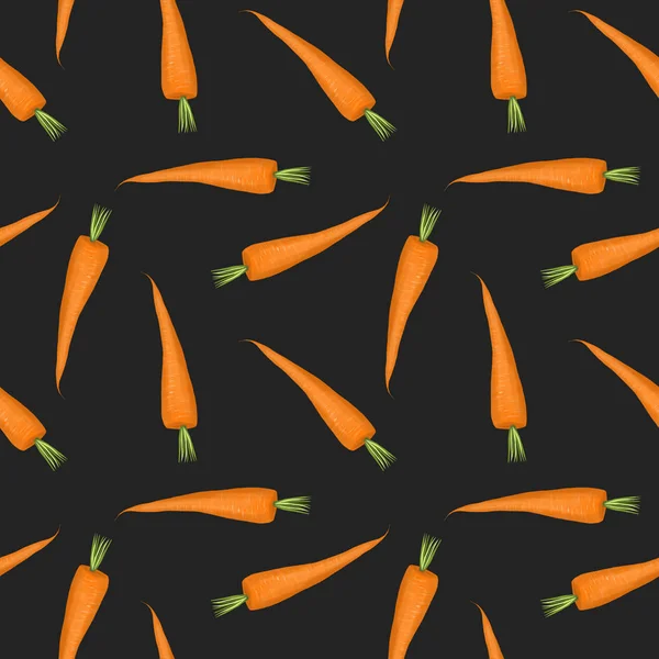 Nahtloses Muster Mit Karotten Handgezeichnet Auf Dunklem Hintergrund — Stockfoto