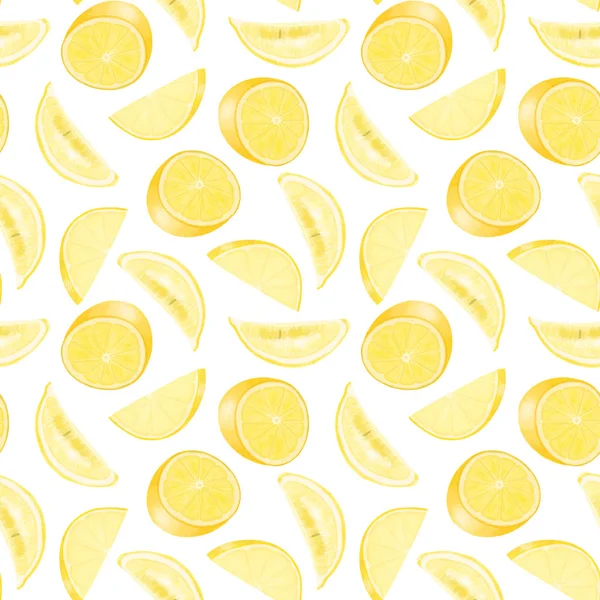 Seamless Pattern Hand Drawn Lemons White Background — Stock Photo, Image