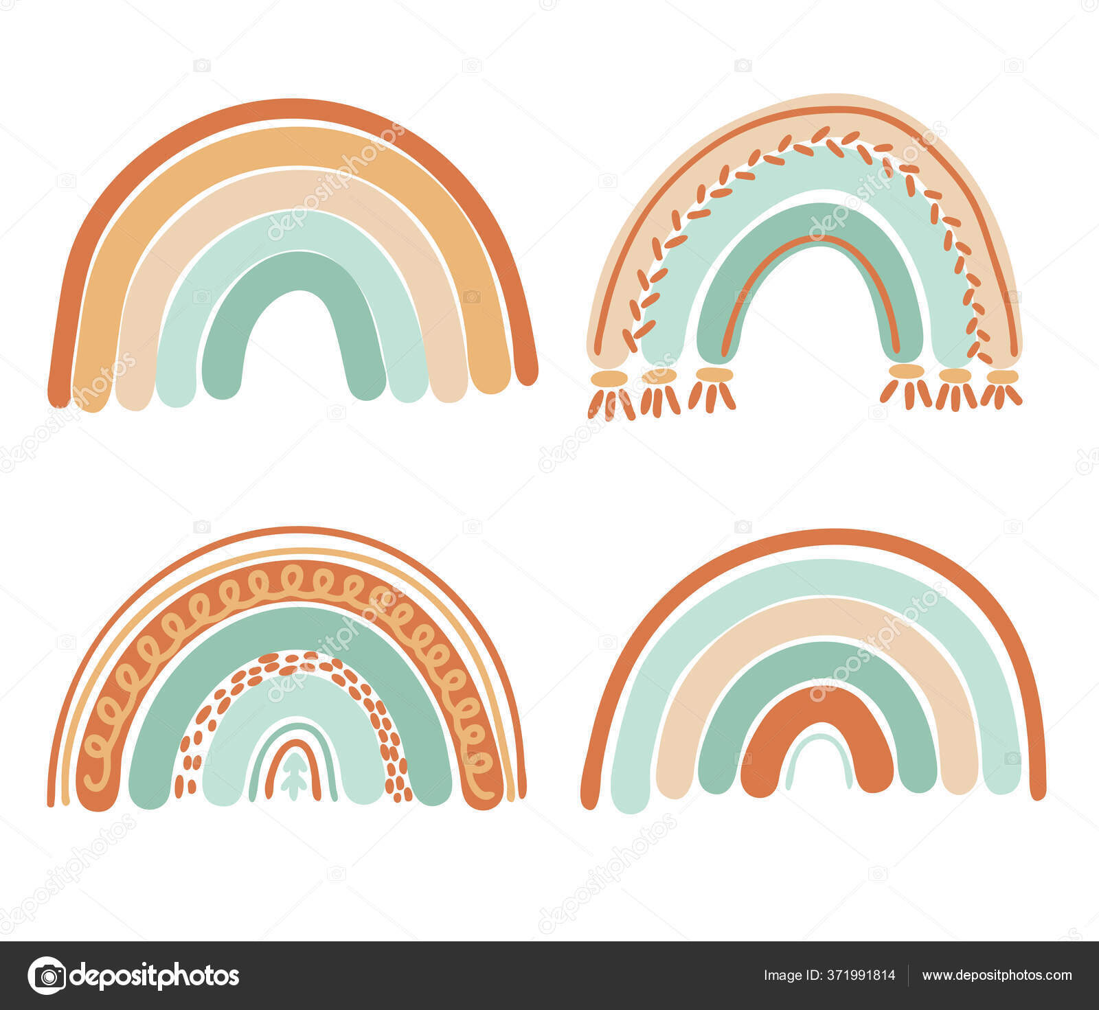 متهم يقبض على لا يسبر غوره  Collection Boho Rainbows Pastel Mint Brown Colors Isolated Elements White  Stock Vector Image by ©NastyaSklyarova #371991814