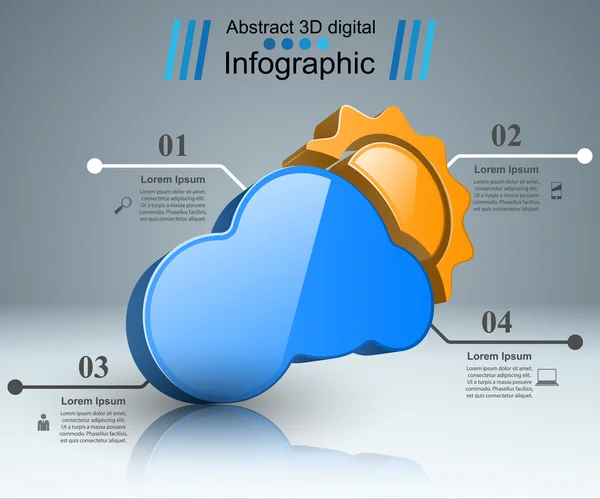 Időjárási infographic. Sun, felhő, eső ikon. — Stock Vector
