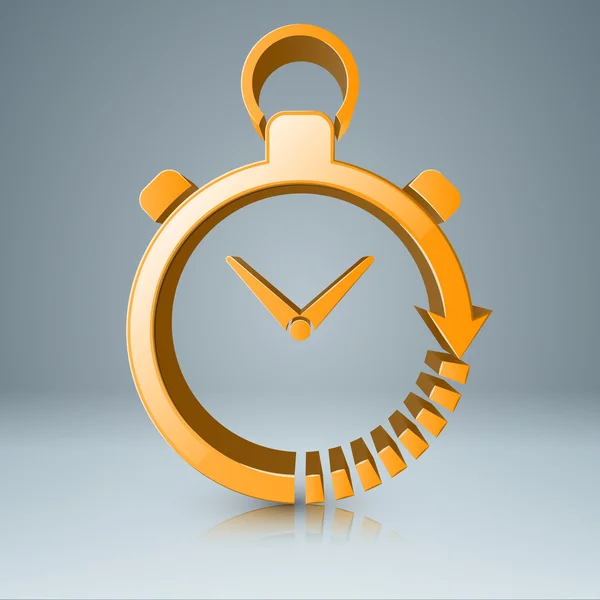 Icône horloge jaune avec reflet blanc . — Image vectorielle