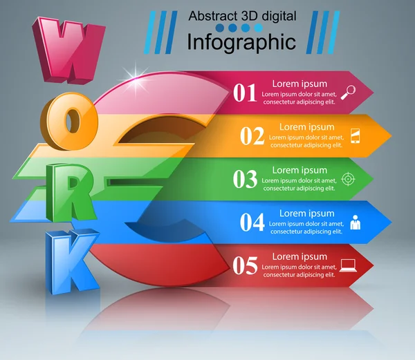 Euro, munka ikonra. Üzleti Infographics, vektoros illusztráció. — Stock Vector