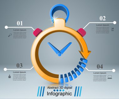 İş Infographics. Saat, saat simgesi.