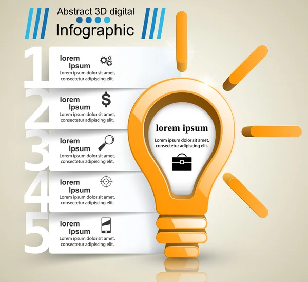 Infographic konstrukce. Žárovka, světlo ikon. — Stockový vektor