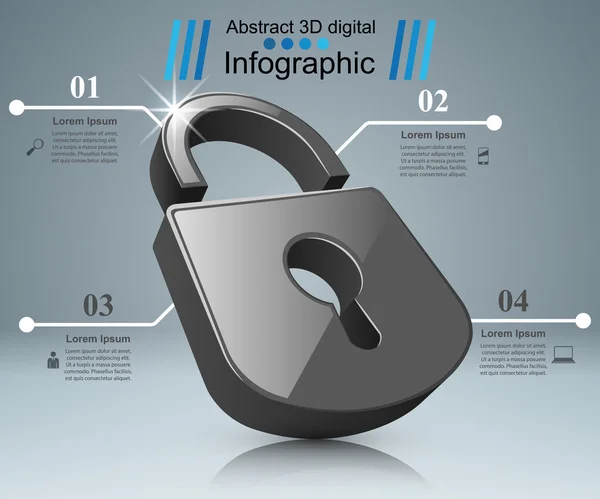 Ilustração infográfica. Ícone de bloqueio . — Vetor de Stock