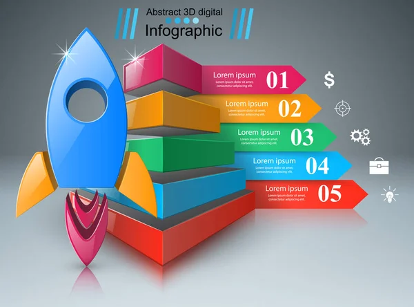 Het pictogram van de raket. Abstracte illustratie Infographic. — Stockvector