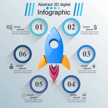 Roket simgesi. Soyut illüstrasyon Infographic.