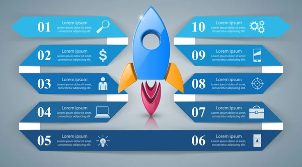 Het pictogram van de raket. Abstracte illustratie Infographic. — Stockvector