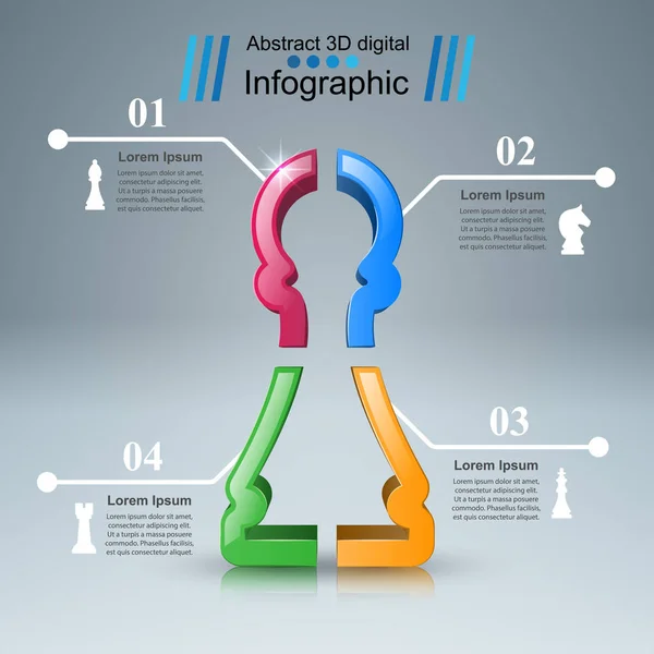 Sakk logó. Üzleti Infographics. Gyalog ikon. — Stock Vector