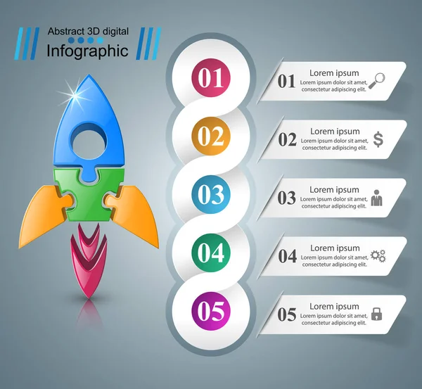Roket simgesi. Soyut illüstrasyon Infographic.
