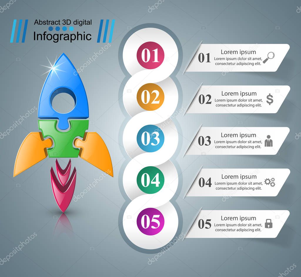 Rocket icon. Abstract  illustration Infographic.