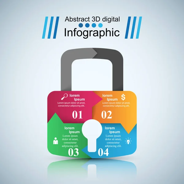 Infographic illüstrasyon. Kilit simgesi.