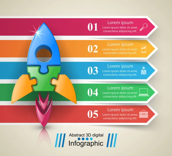 Raketen-Ikone. abstrakte Abbildung Infografik. — Stockvektor