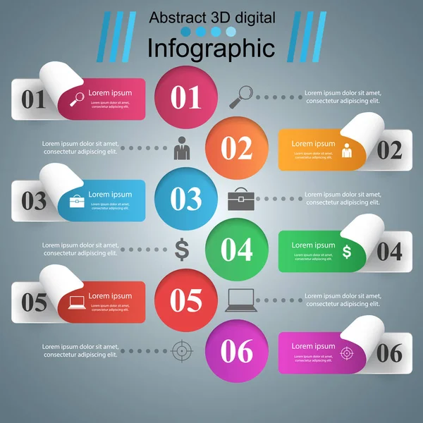 Ilustração digital 3D abstrata Infográfico. —  Vetores de Stock