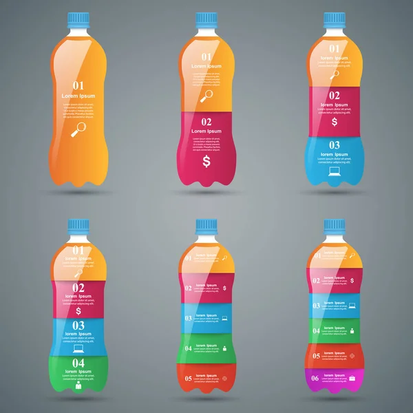 Botella, infografías de agua . — Vector de stock