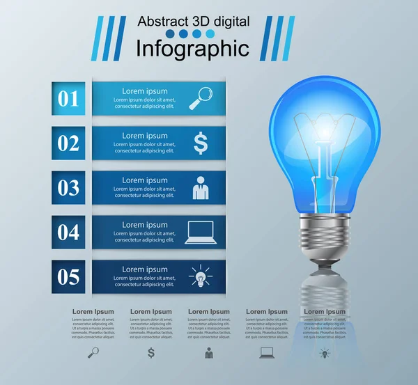 Infographic ontwerp. Lamp, lichte pictogram. — Stockvector