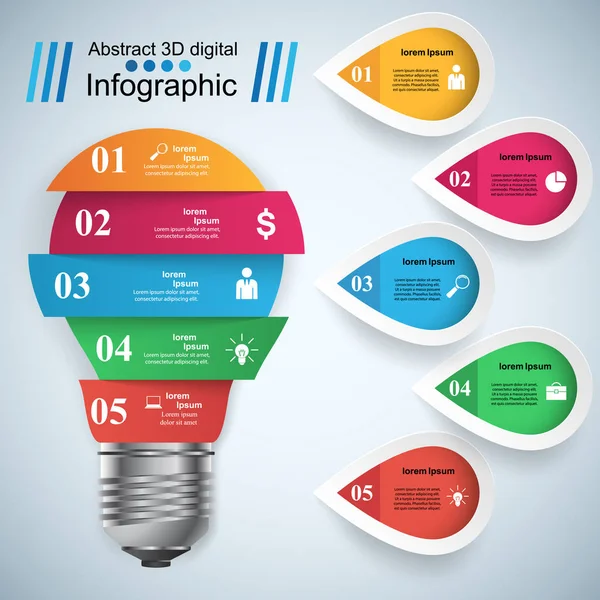 Infographic design. Bulb, Light icon. — Stock Vector