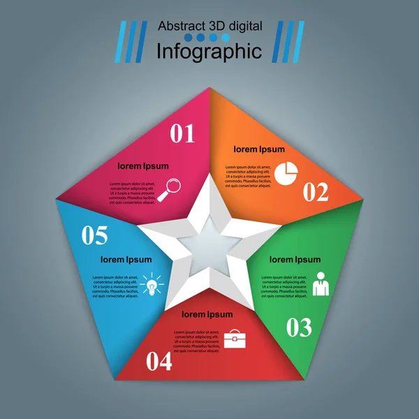 Gwiazda 3d cyfrowy ilustracja Infografika. — Wektor stockowy