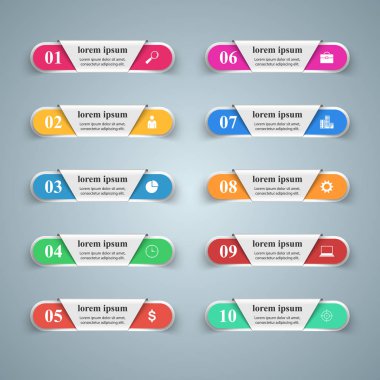 Infographic tasarım. 10 bileşen listesi.