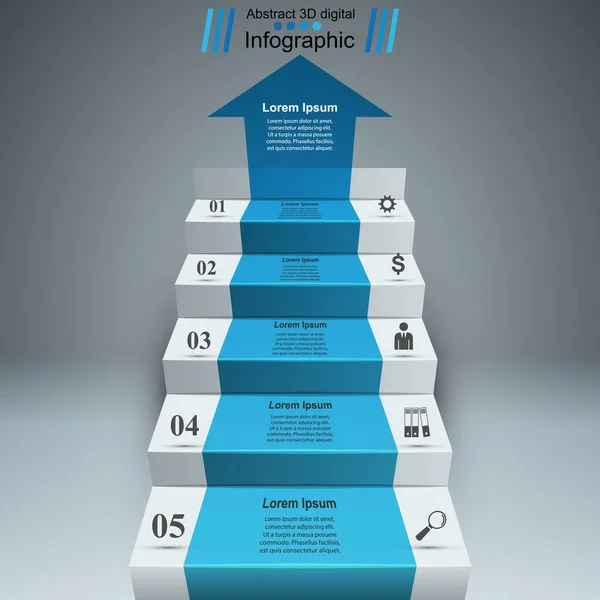 Zakelijke infographics op de ladder naar succes. — Stockvector