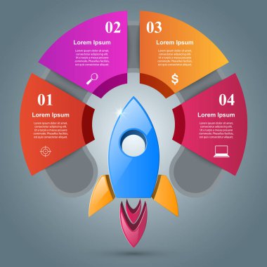 Roket simgesi. Soyut illüstrasyon Infographic.