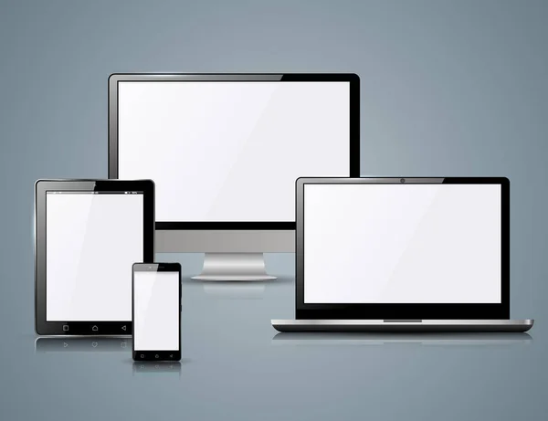 Moniteur, ordinateur portable, smartphone, icône de tablette. Infographie d'entreprise — Image vectorielle