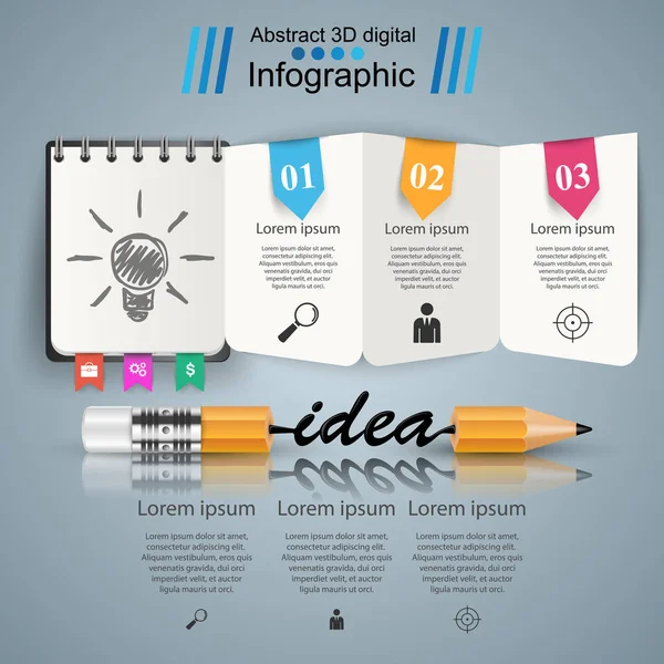 Obchodní infografiky. Ikona tužky. Idea ilustrace. — Stockový vektor