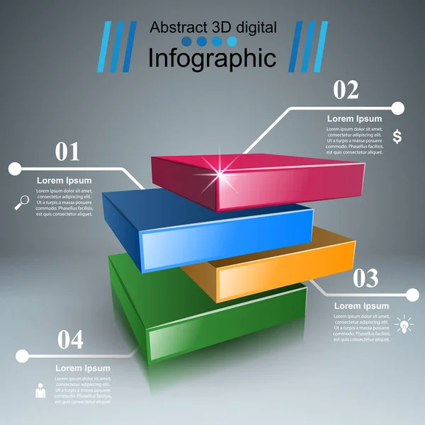 Infografía abstracta de la ilustración digital 3D. — Vector de stock