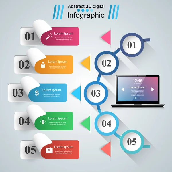 Notebook infographic ikon fehér tükrözik. — Stock Vector