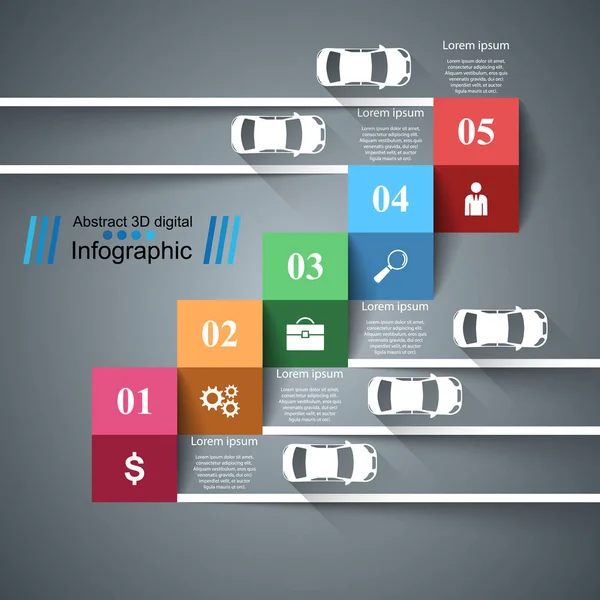 Road infographic design template and marketing icons. Car icon. — Stock Vector