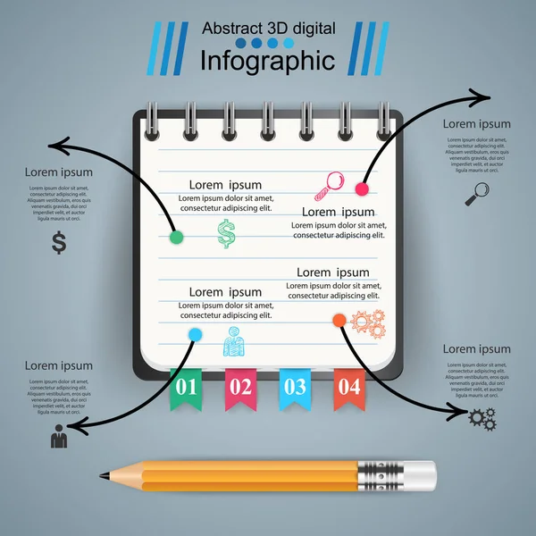 Business infografiky. Ikona tužky. — Stockový vektor