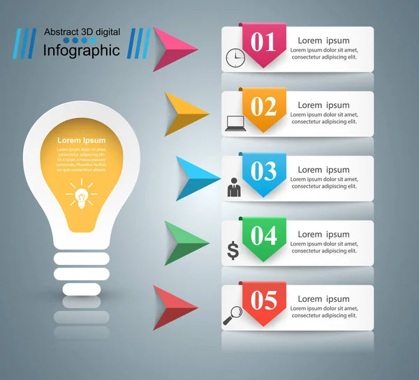 Infografik-Design. Glühbirne, Glühbirne. — Stockvektor