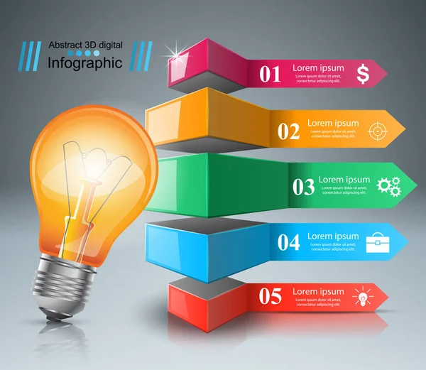 Infografik-Design. Glühbirne, Glühbirne. — Stockvektor