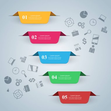 İş Infographics origami stil vektör çizim.