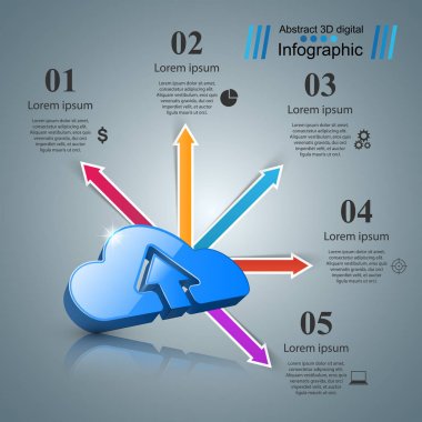 Dowvnload, bulut, ok simgesi. İş infographics.