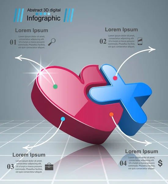 Hälsa-ikonen. 3D medicinsk infographic. — Stock vektor