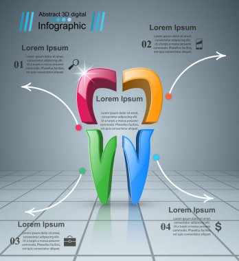 İş Infographics. Diş simgesi.