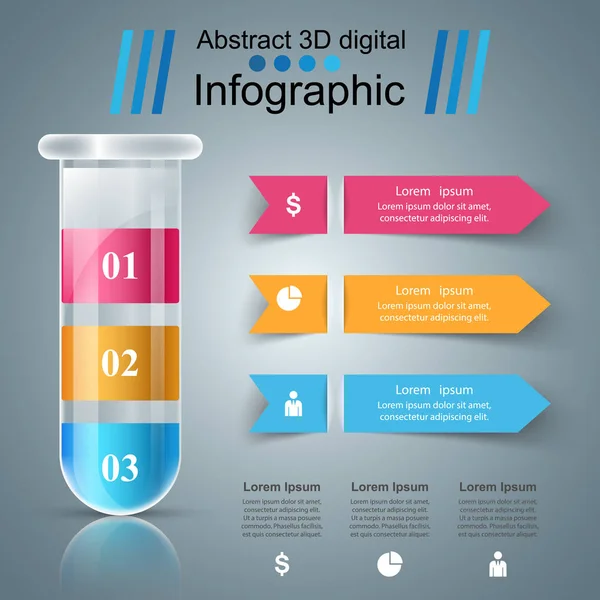 Tubo de ensayo. Experimentos. Infografías comerciales . — Vector de stock