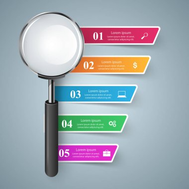 İş infographics. Büyüteç simgesini.