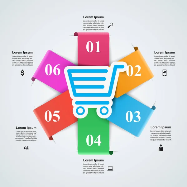 Shop infographic. Marceting ikon. Vásárlása és eladása — Stock Vector