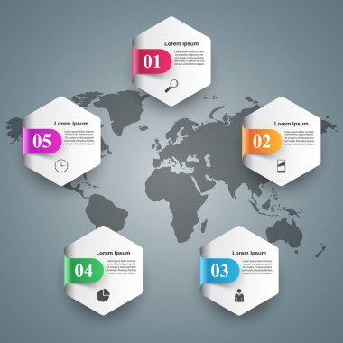 İş Infographics origami stil vektör çizim.