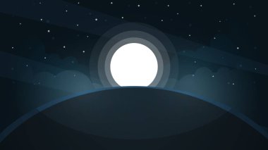 Peyzaj moon. Yıldız ve dağ.