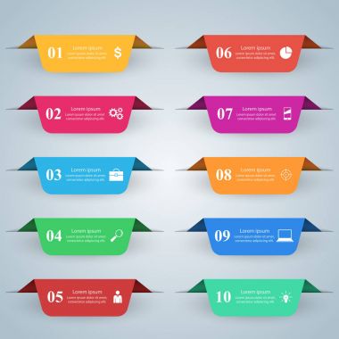 Infographic tasarım. 10 bileşen listesi.